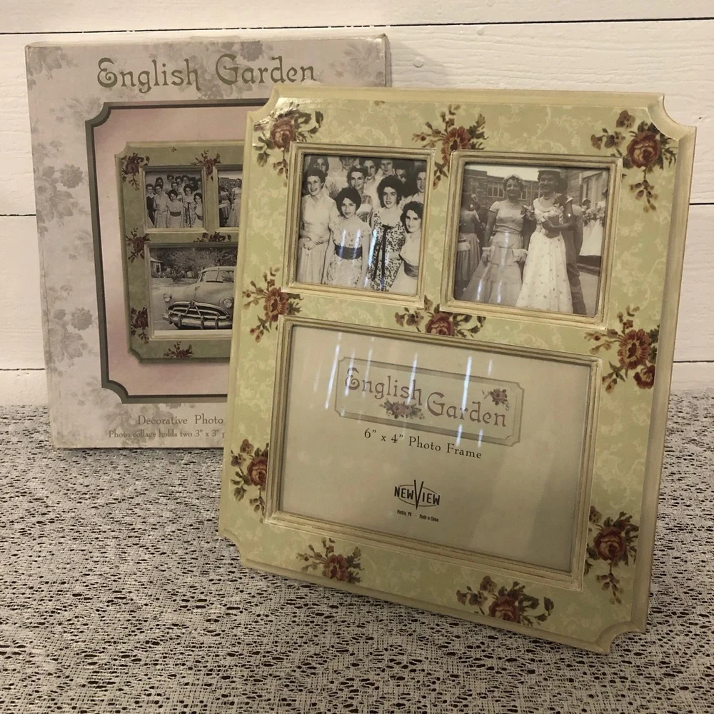 Collage Frame English Garden Decorative 3 Photo Country Cottage Style
